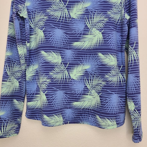 Hang Ten Rash Guard Long Sleeve Quick Dry Hawaiian Floral Blue Size Medium - Picture 4 of 13